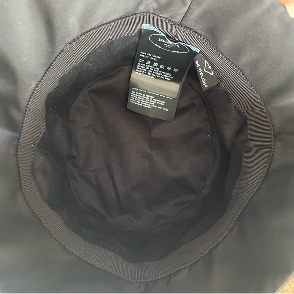 Prada  Logo Plaque embellished crystal nylon bucket hat size medium. NEVER USED - Picture 9 of 11
